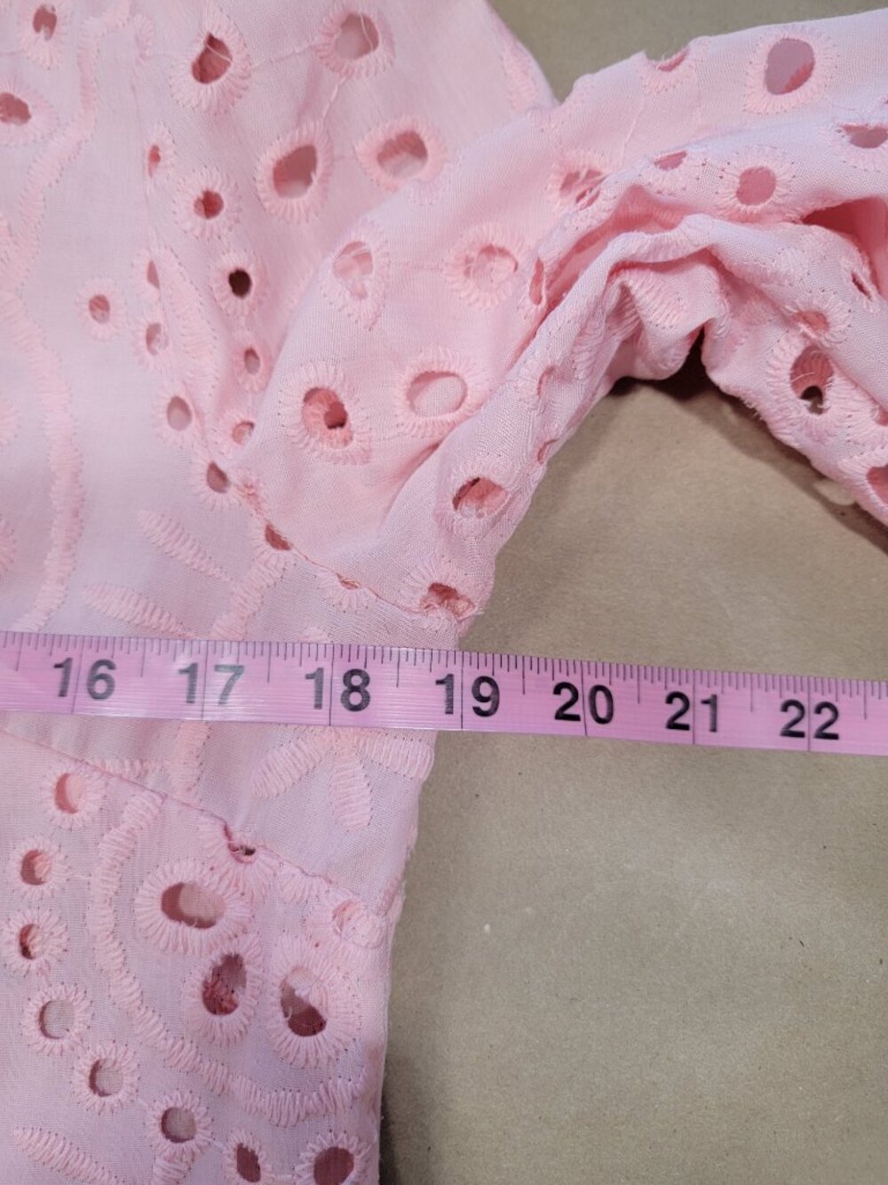 SHEIN Size S (4) Pink Hollow Out Embroidered Collared Button Down Eyelet Shirt - Picture 7 of 10